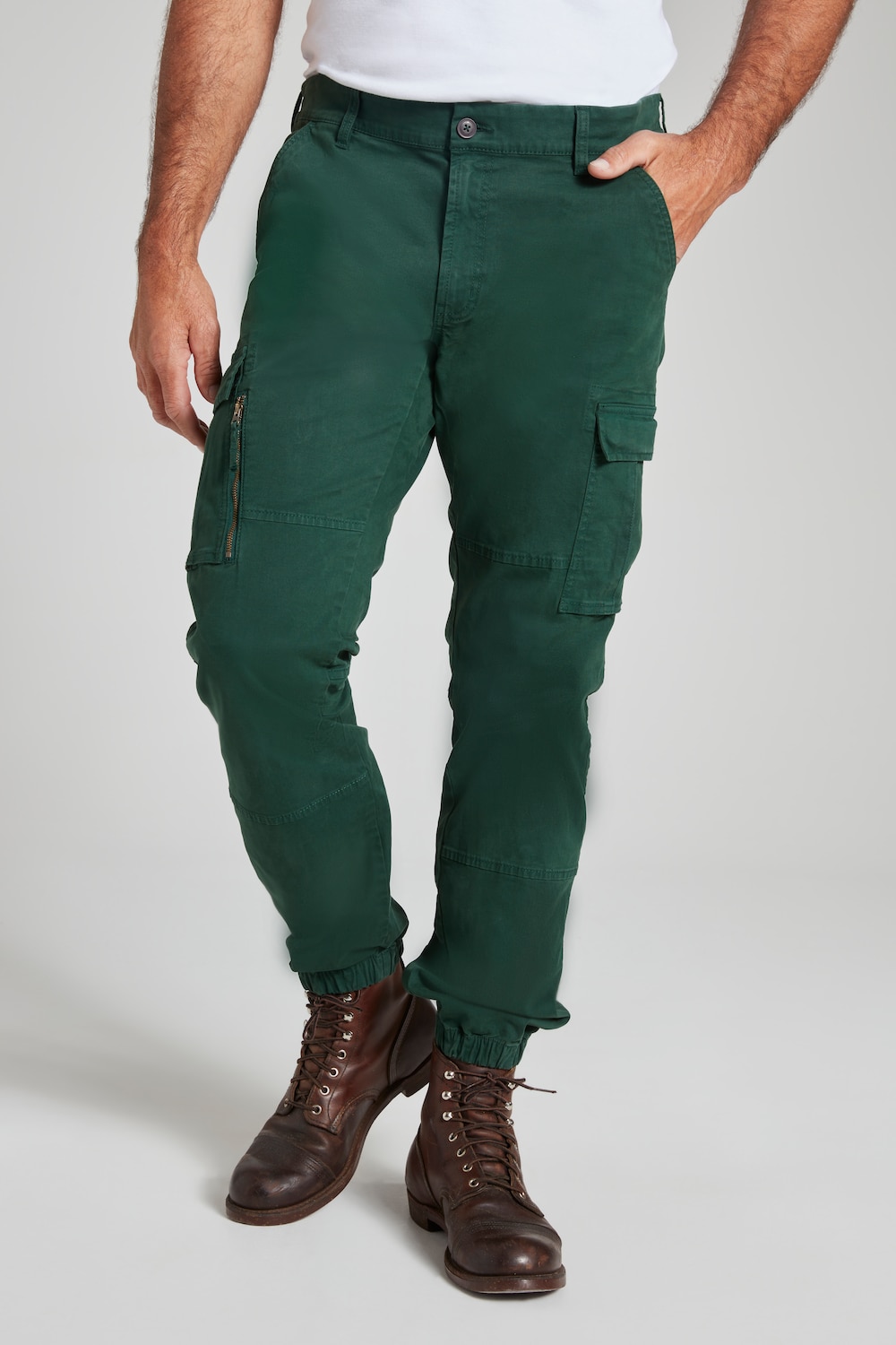 grandes tailles pantalon cargo, hommes, turquoise, taille: 56, coton, jp1880