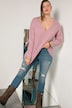 Pullover, oversized, V-Ausschnitt, Langarm, Rippstrick