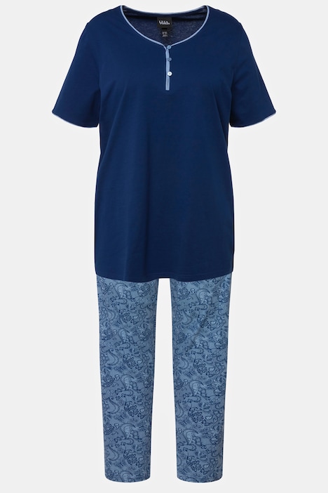 Pantalon pyjama liseré dentelle bleu femme