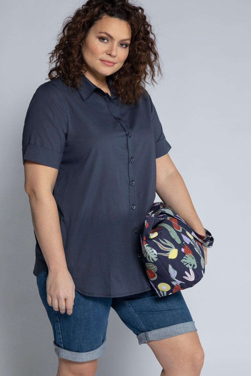 Grote Maten overhemdblouse, Dames, blauw, Maat: 54/56, Katoen, Ulla Popken Grote Maten overhemdblouse, Dames, blauw, Maat: 54/56, Katoen, Ulla Popken