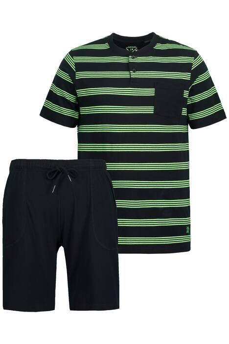 Pyžamo, pruhované tričko, jednobarevné šortky, do 8 XL