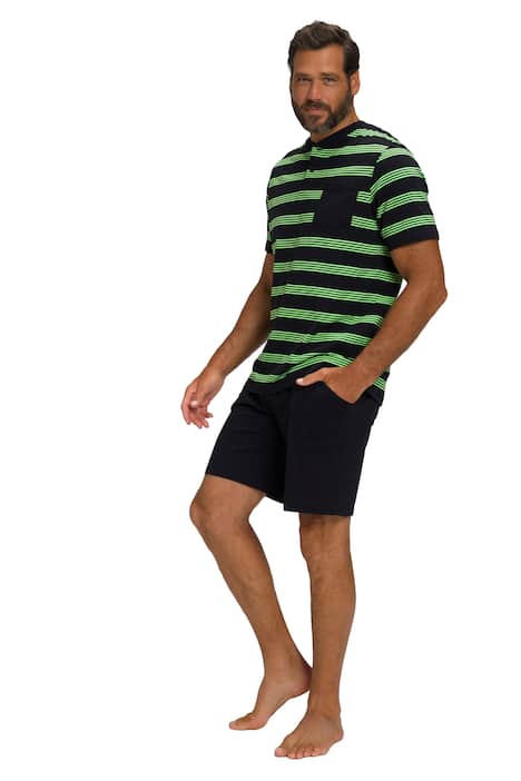 Pyžamo, pruhované tričko, jednobarevné šortky, do 8 XL