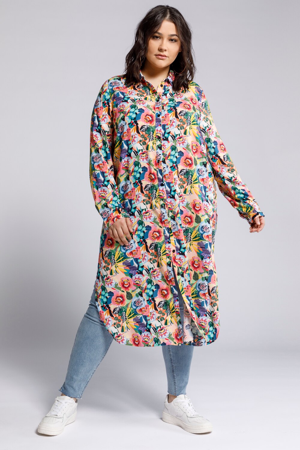 Grote Maten longblouse, Dames, roze, Maat: 46/48, Viscose, Studio Untold Grote Maten longblouse, Dames, roze, Maat: 46/48, Viscose, Studio Untold