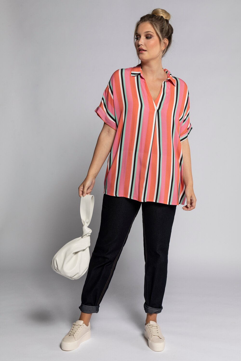 Grote Maten blouse, Dames, rood, Maat: 50/52, Viscose, Ulla Popken Grote Maten blouse, Dames, rood, Maat: 50/52, Viscose, Ulla Popken