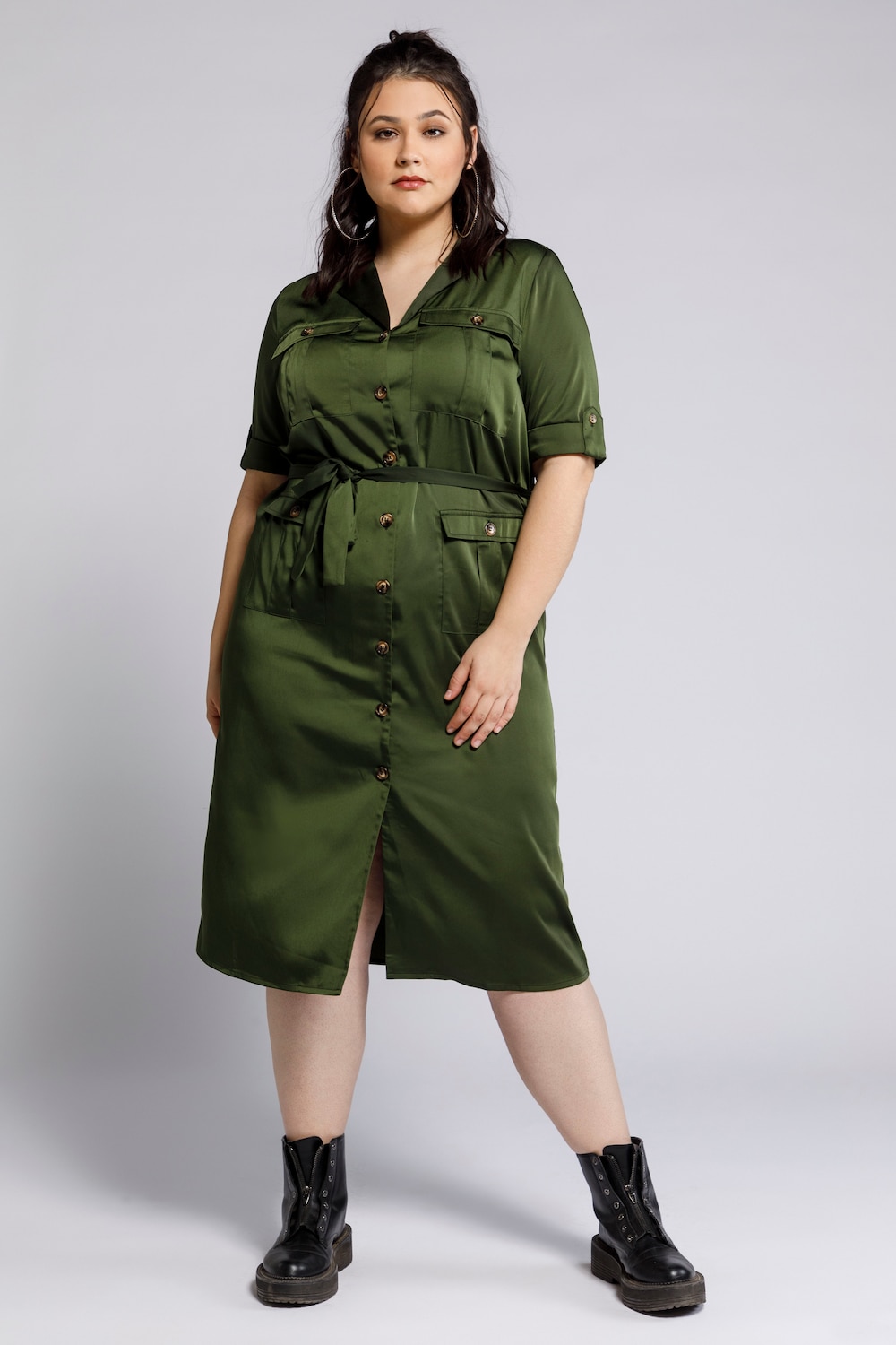 Grote Maten utility jurk, Dames, groen, Maat: 50/52, Polyester, Studio Untold