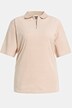 Zip Front Short Sleeve Terry Knit Cotton Polo Shirt