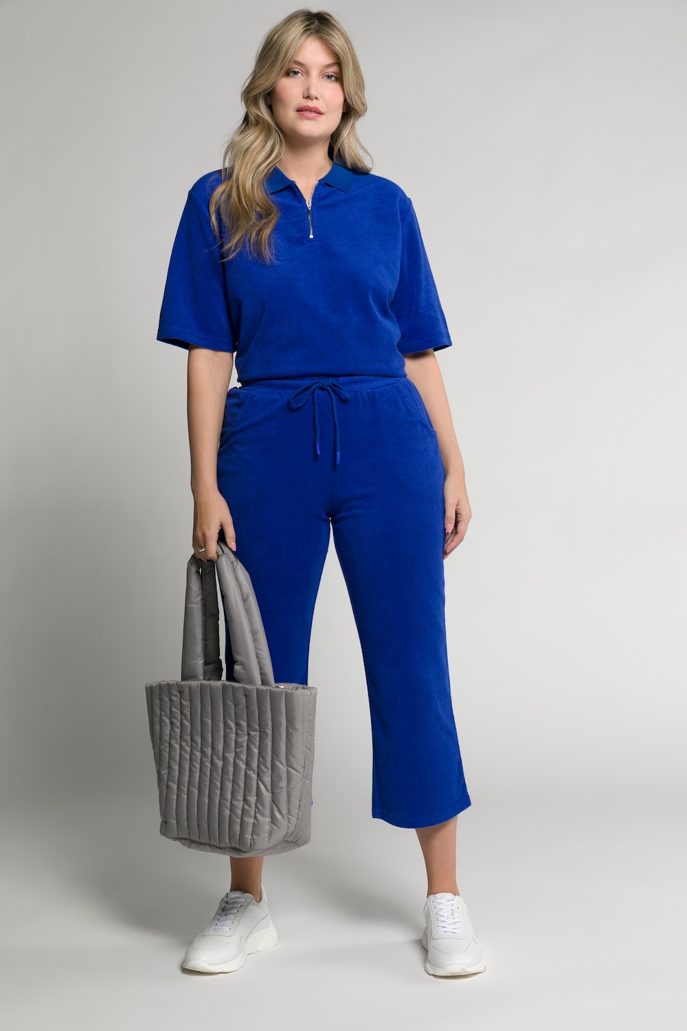 Grote Maten poloshirt, Dames, blauw, Maat: 50/52, Katoen, Ulla Popken