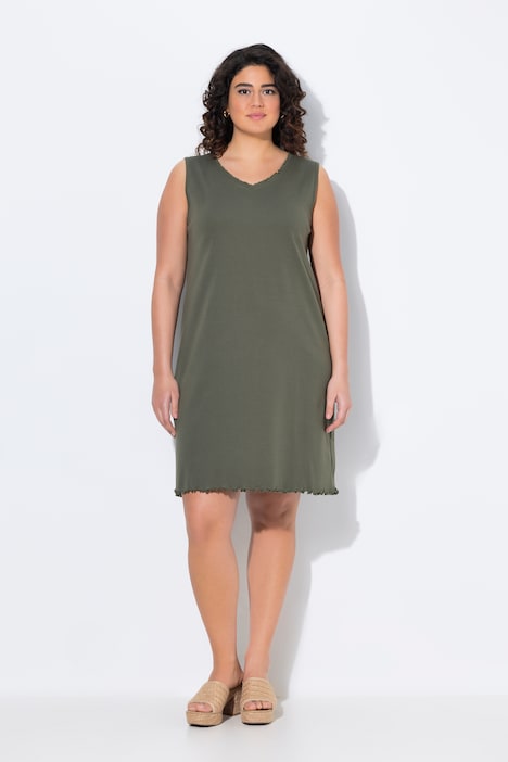 Lettuce Edge V-Neck Knit Tank Tunic Dress