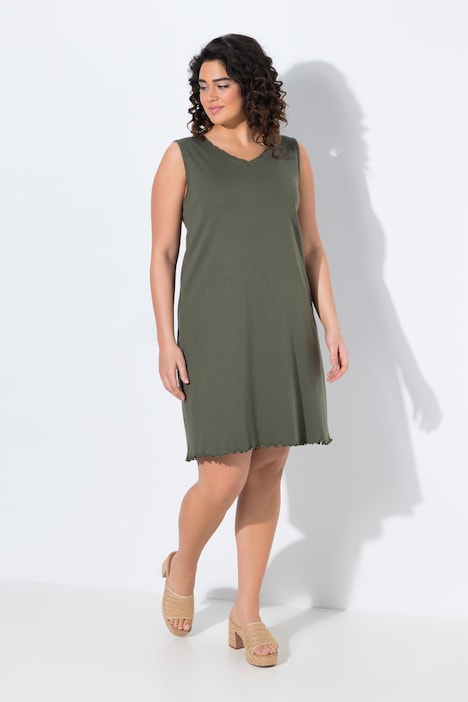 Lettuce Edge V-Neck Knit Tank Tunic Dress