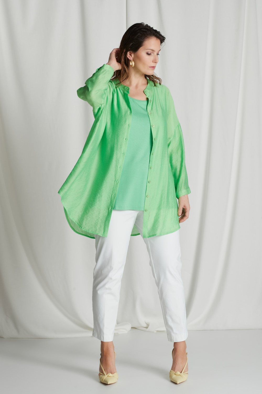 Grote Maten blouse, Dames, groen, Maat: 54/56, Viscose/Synthetische vezels, Ulla Popken