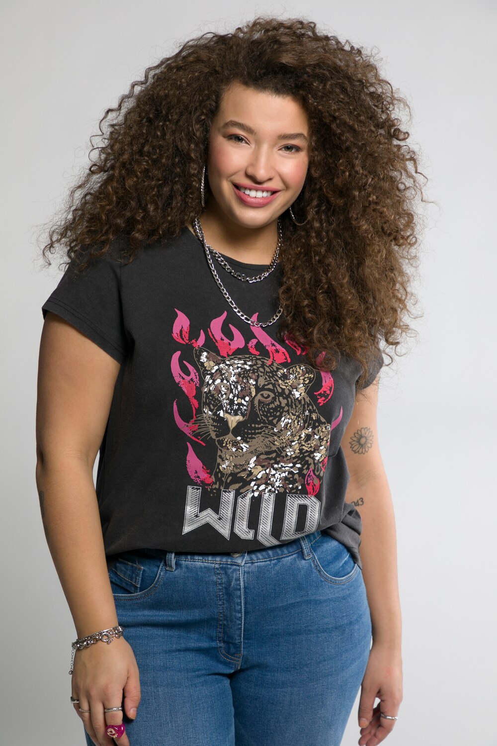 Grote Maten T-shirt, Dames, zwart, Maat: 58/60, Katoen, Studio Untold Grote Maten T-shirt, Dames, zwart, Maat: 58/60, Katoen, Studio Untold