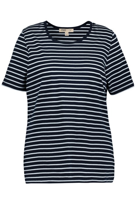 Pyžamové tričko, proužky, kulatý výstřih, krátké rukávy, biobavlna