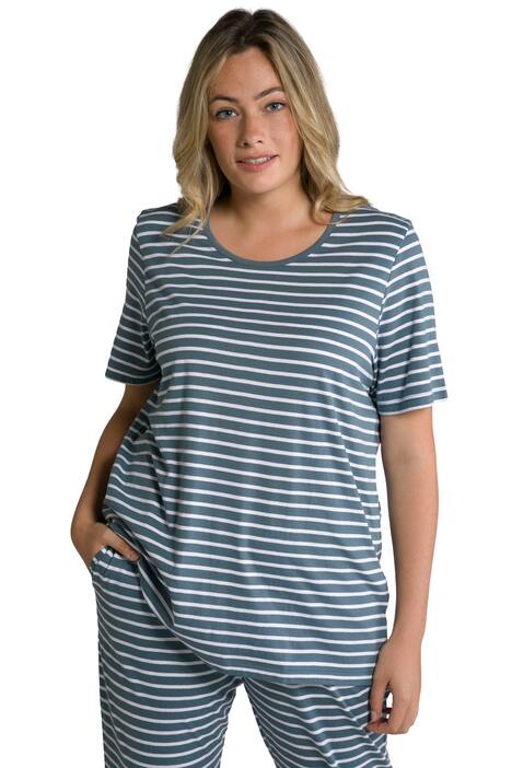 Pyžamové tričko, proužky, kulatý výstřih, krátké rukávy, biobavlna