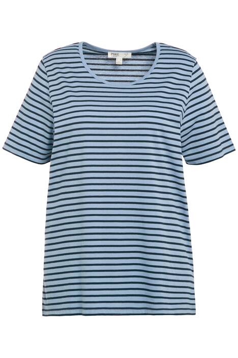 Pyžamové tričko, proužky, kulatý výstřih, krátké rukávy, biobavlna