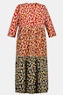Sukienka z kwiecistego dżerseju, okrągły dekolt, rękawy 3/4