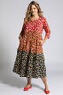 Sukienka z kwiecistego dżerseju, okrągły dekolt, rękawy 3/4