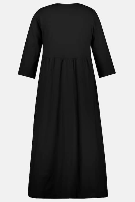 Empirowa sukienka z dżerseju, okrągły dekolt, przymarszczone odcięcie, rękaw 3/4