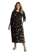 Žerzejové šaty, kulatý výstřih, nařasený příčný šev, 3/4 rukávy, puntíky