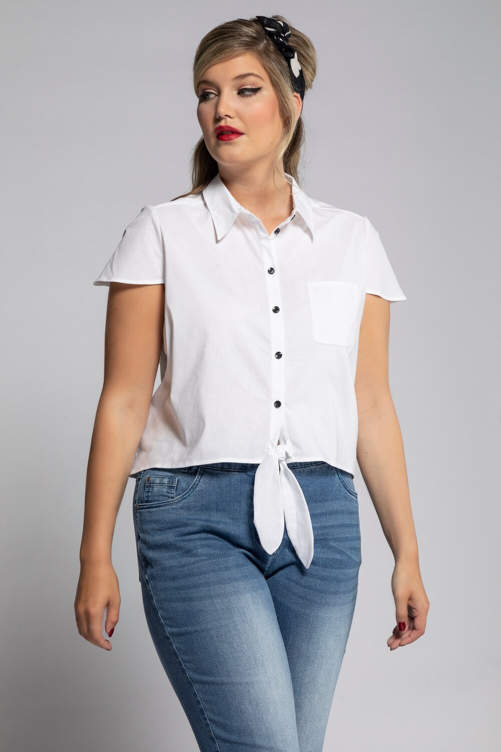 Grote Maten blouse, Dames, wit, Maat: 50/52, Katoen/Synthetische vezels, Ulla Popken