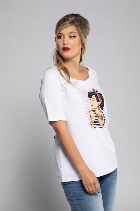 T-Shirt, Rockabilly-Girl, Classic, Rundhals, Halbarm