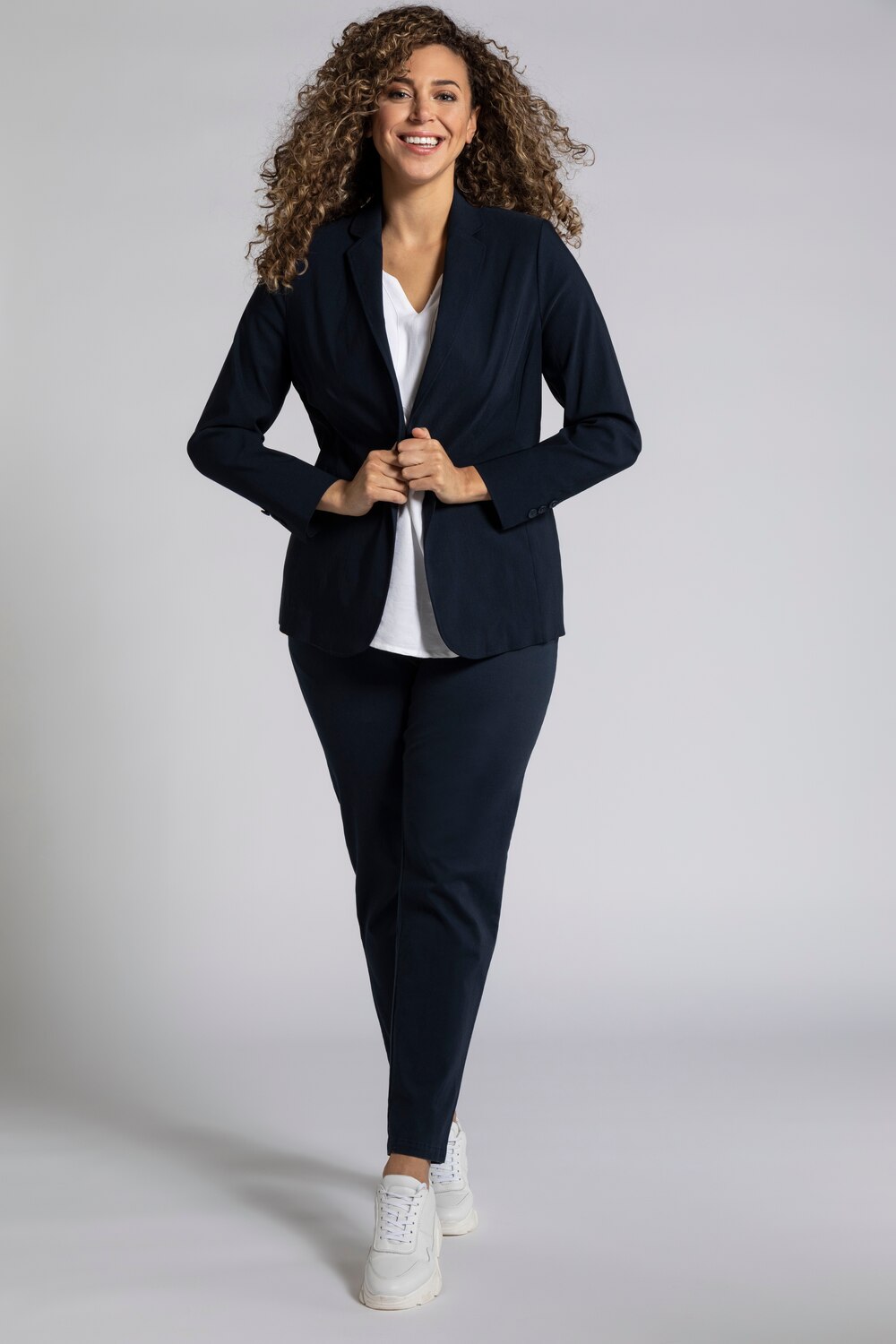 Grote Maten chino Rena, Dames, blauw, Maat: 60, Katoen, Ulla Popken Grote Maten chino Rena, Dames, blauw, Maat: 60, Katoen, Ulla Popken