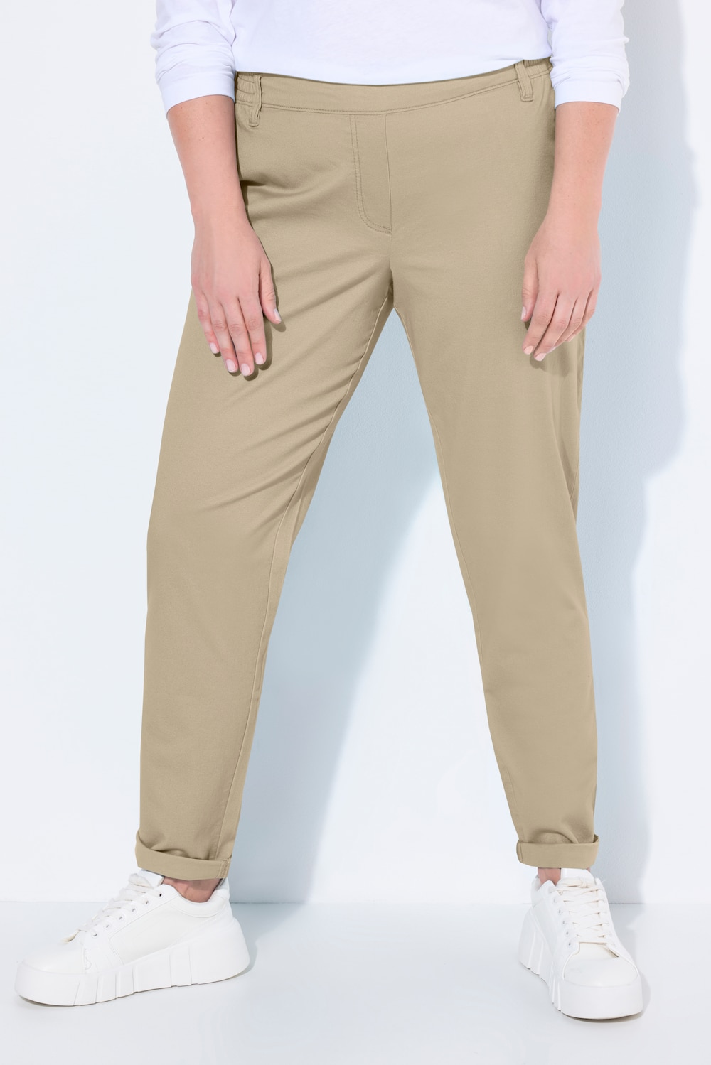 Große Größen Chino Rena, Damen, beige, Größe: 42, Baumwolle, Ulla Popken
