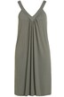 Žerzejové šaty, řasení, A střih, midi délka, výstřih do V, bez rukávů