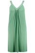 Žerzejové šaty, řasení, A střih, midi délka, výstřih do V, bez rukávů