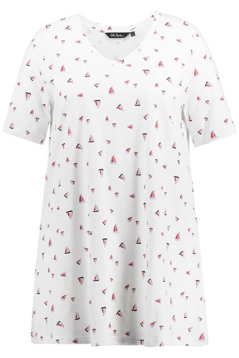 Tričko, lodičky, A střih, výstřih do V, krátké rukávy