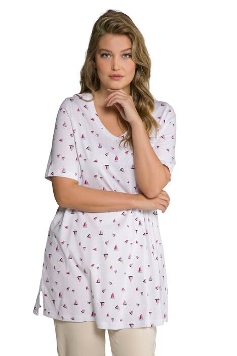 Tričko, lodičky, A střih, výstřih do V, krátké rukávy