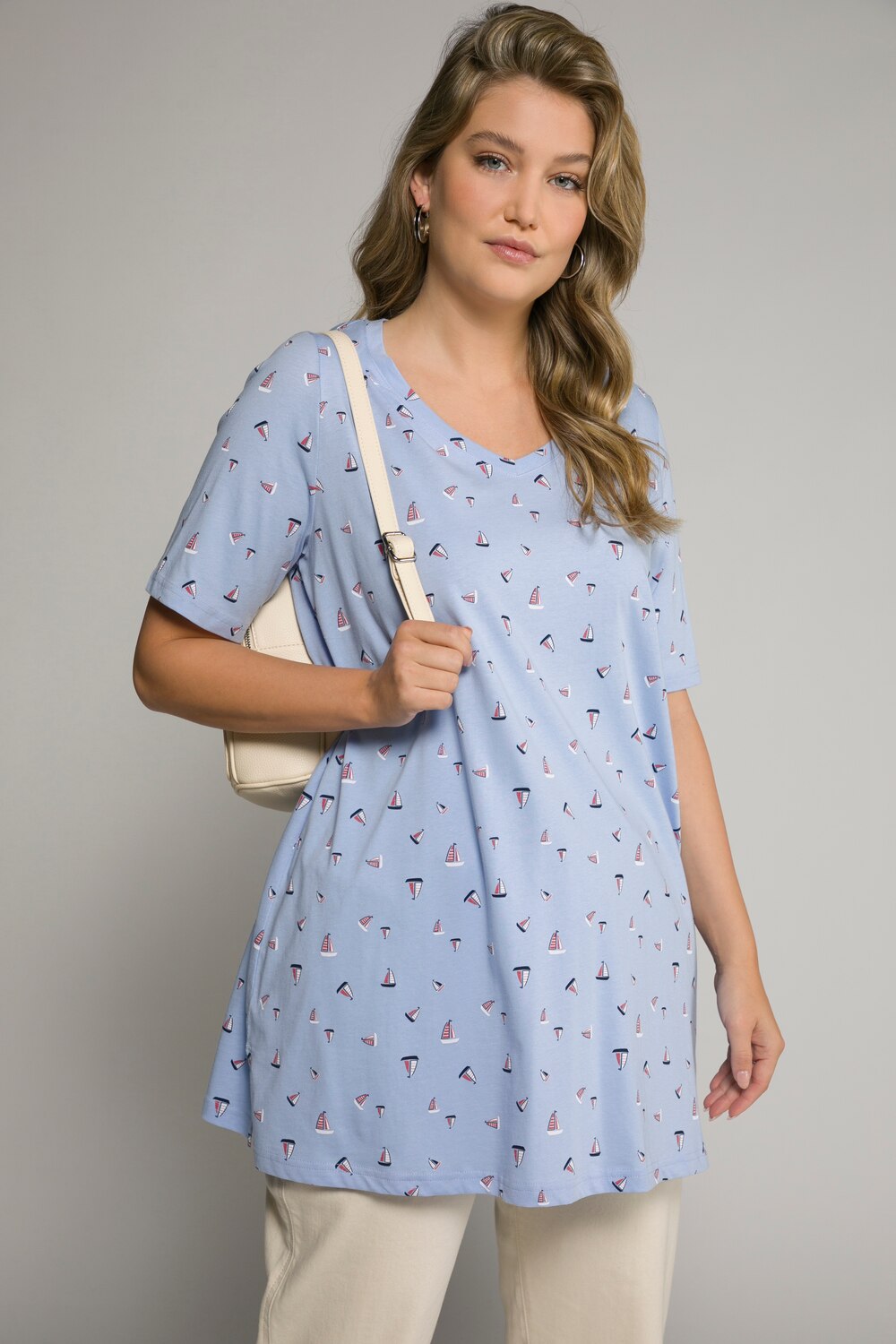 Grote Maten shirt, Dames, blauw, Maat: 42/44, Katoen, Ulla Popken Grote Maten shirt, Dames, blauw, Maat: 42/44, Katoen, Ulla Popken