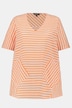 Bluse, Streifenmix, A-Line, V-Ausschnitt, Halbarm