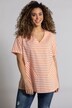 Bluse, Streifenmix, A-Line, V-Ausschnitt, Halbarm