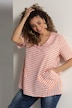 Bluse, Streifenmix, A-Line, V-Ausschnitt, Halbarm
