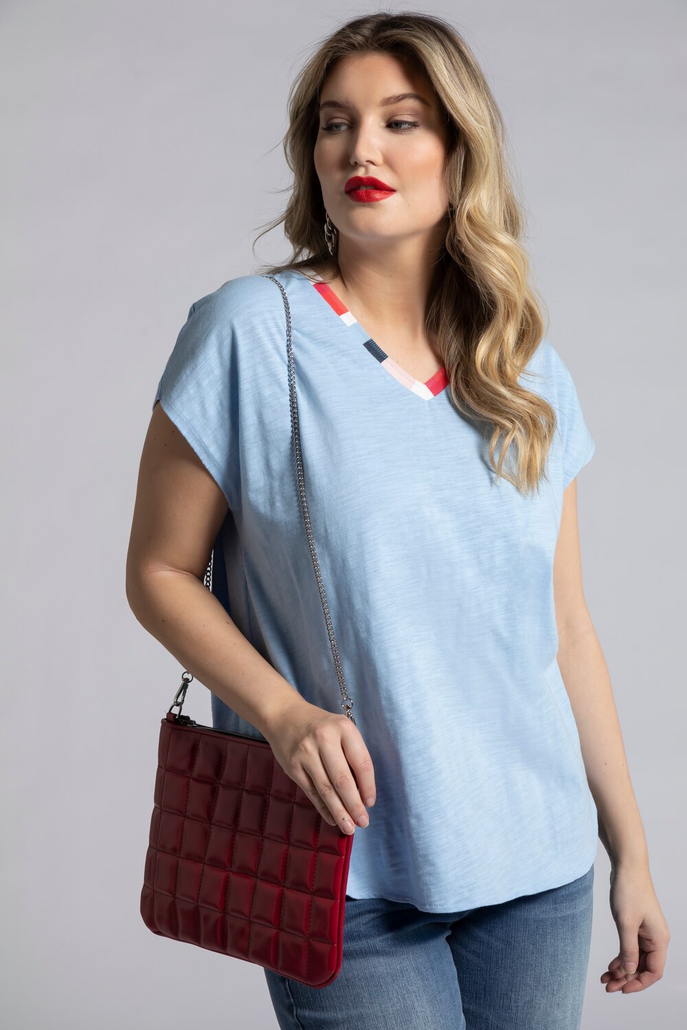 Grote Maten shirt, Dames, blauw, Maat: 50/52, Katoen, Ulla Popken