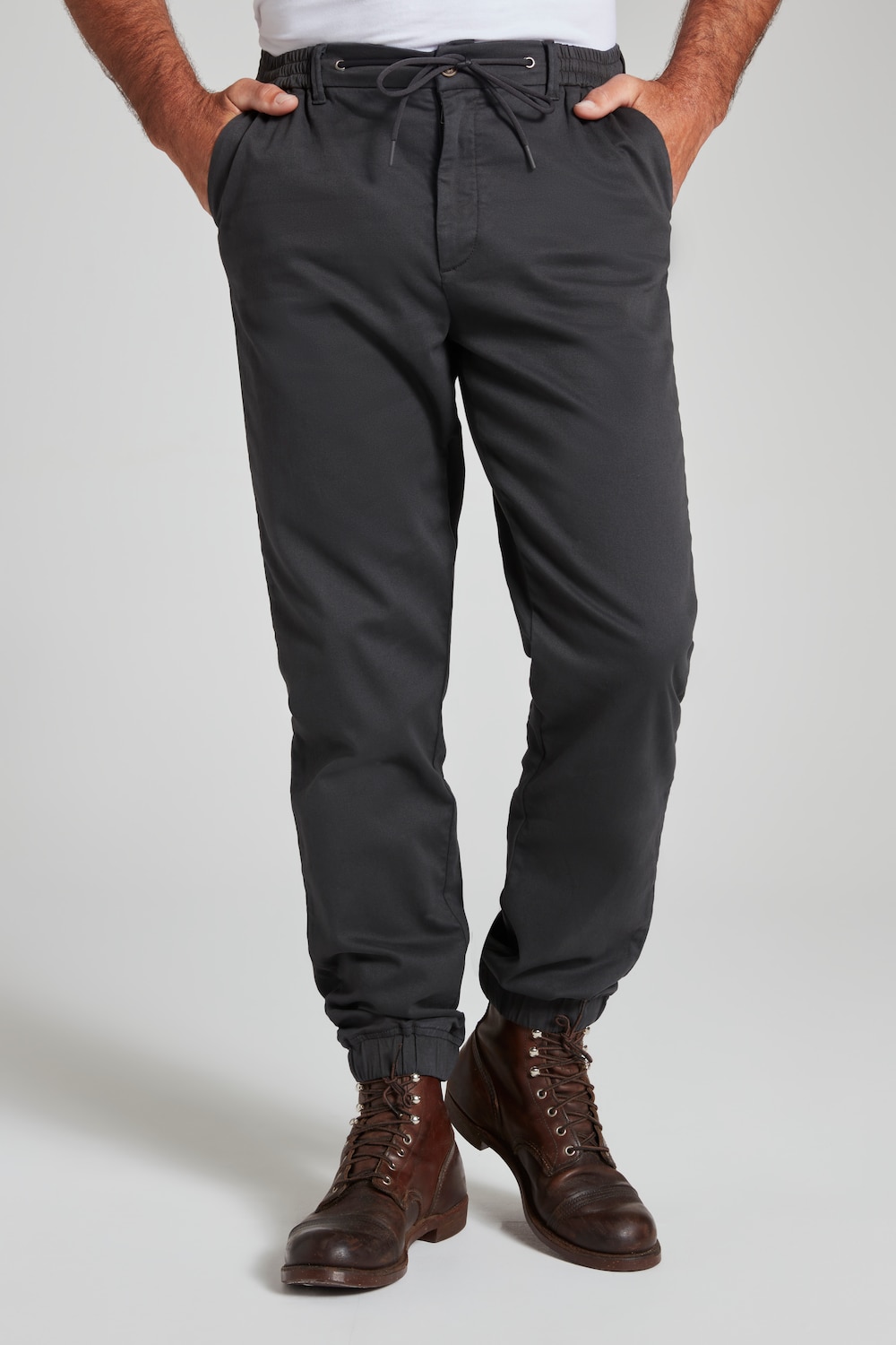 Plus Size Elastic Waistband Chino Pants FLEXNAMIC®, Man, green, size: 4XL, cotton, JP1880