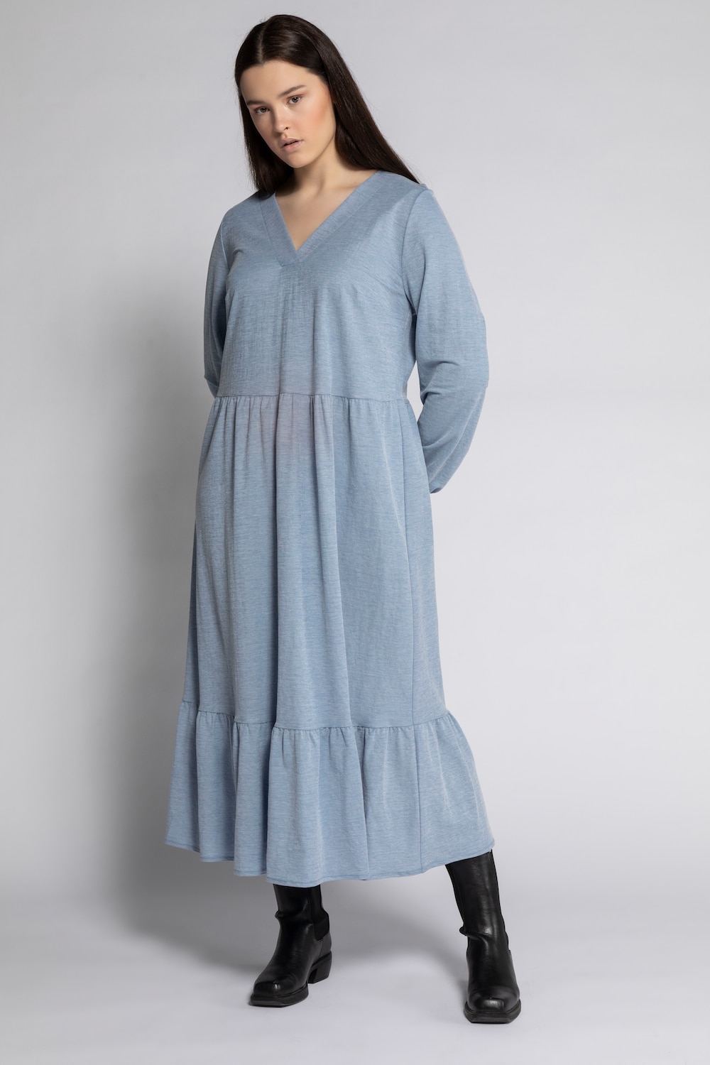 Grote Maten Maxi-jurk, Dames, blauw, Maat: 50/52, Synthetische vezels/Viscose, Studio Untold