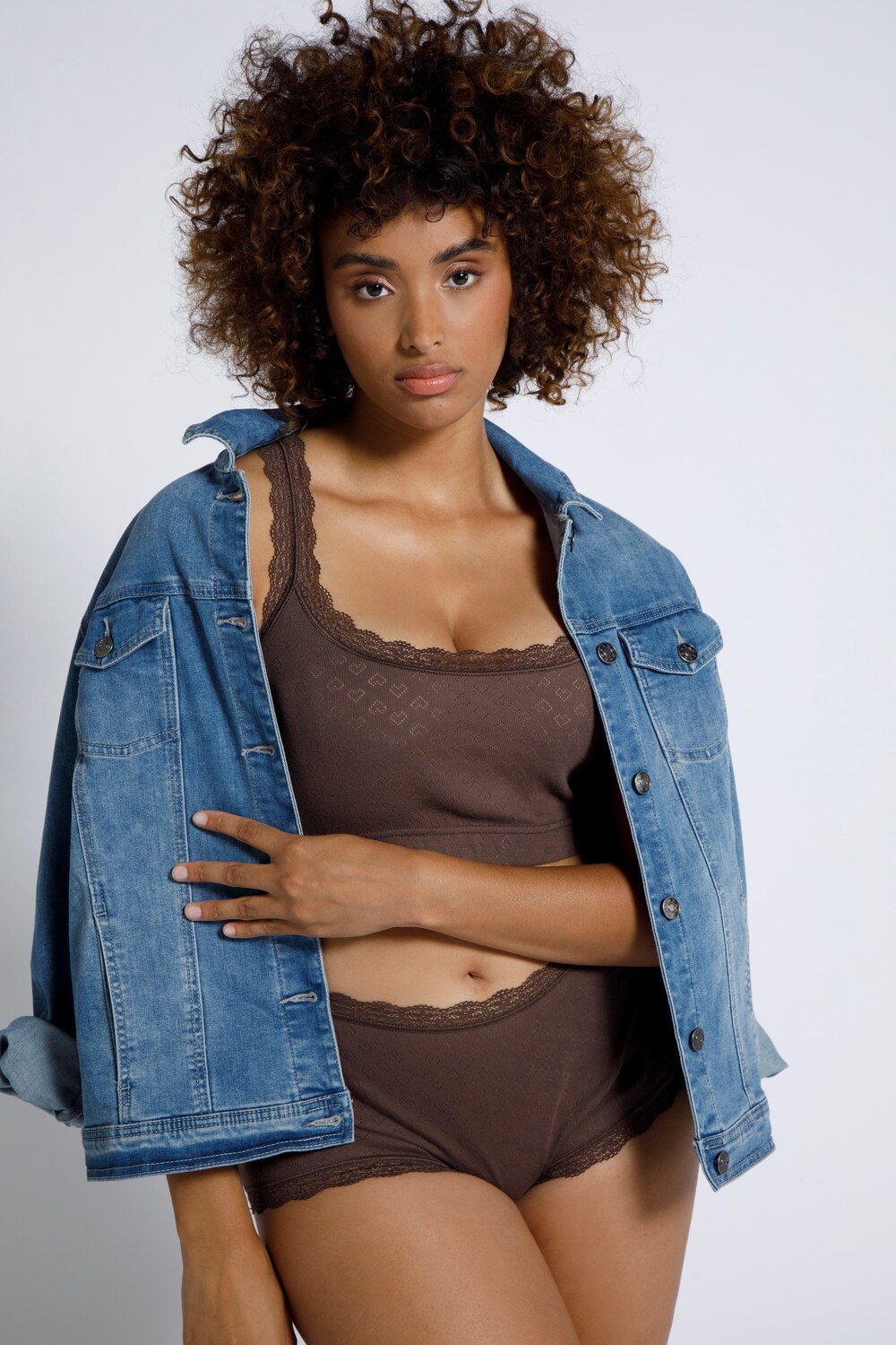 Grote Maten bustier, Dames, bruin, Maat: 54/56, Katoen, Ulla Popken Grote Maten bustier, Dames, bruin, Maat: 54/56, Katoen, Ulla Popken