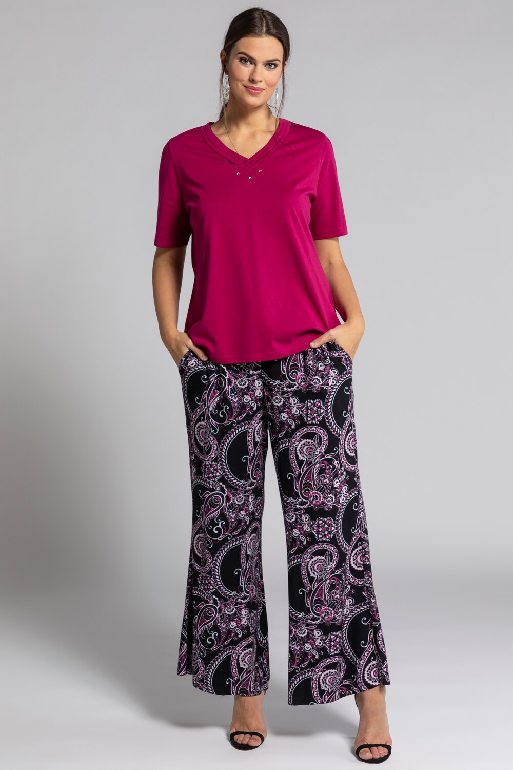 Grote Maten marlenebroek, Dames, grijs, Maat: 46/48, Viscose, Ulla Popken Grote Maten marlenebroek, Dames, grijs, Maat: 46/48, Viscose, Ulla Popken