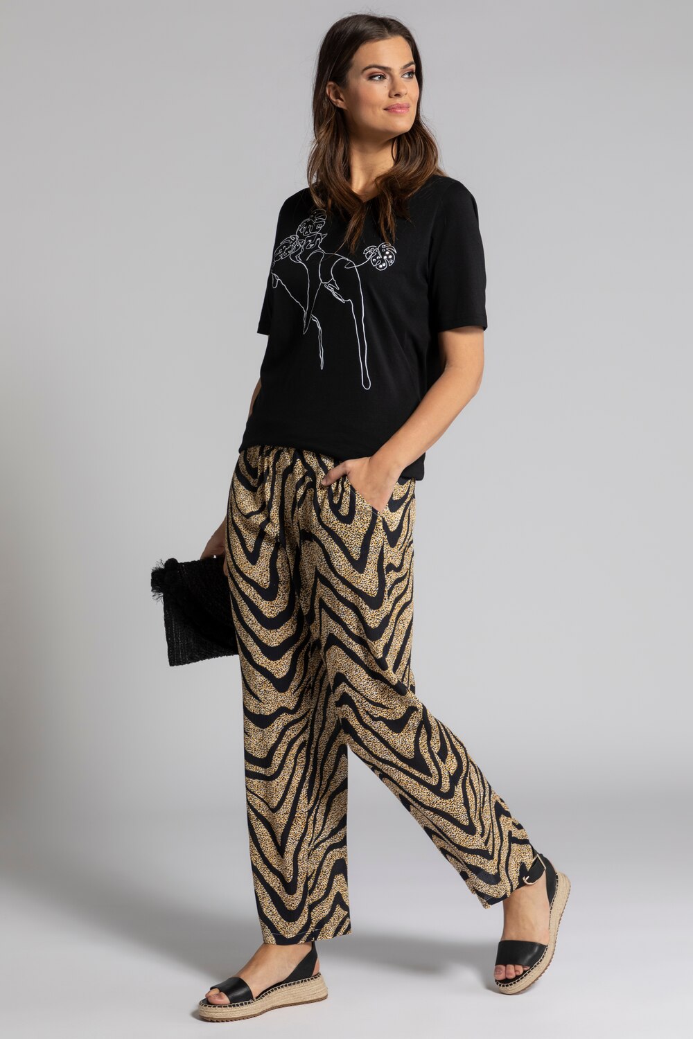 Grote Maten marlenebroek, Dames, zwart, Maat: 62/64, Viscose, Ulla Popken