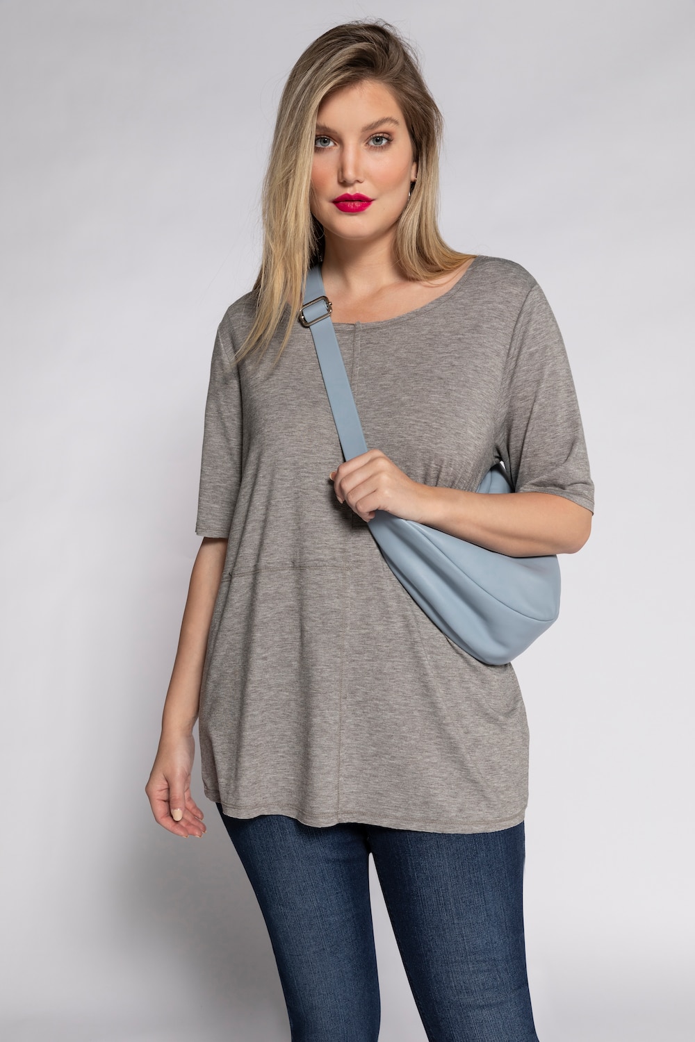 Grote Maten T-shirt, Dames, grijs, Maat: 58/60, Polyester/Viscose, Ulla Popken Grote Maten T-shirt, Dames, grijs, Maat: 58/60, Polyester/Viscose, Ulla Popken