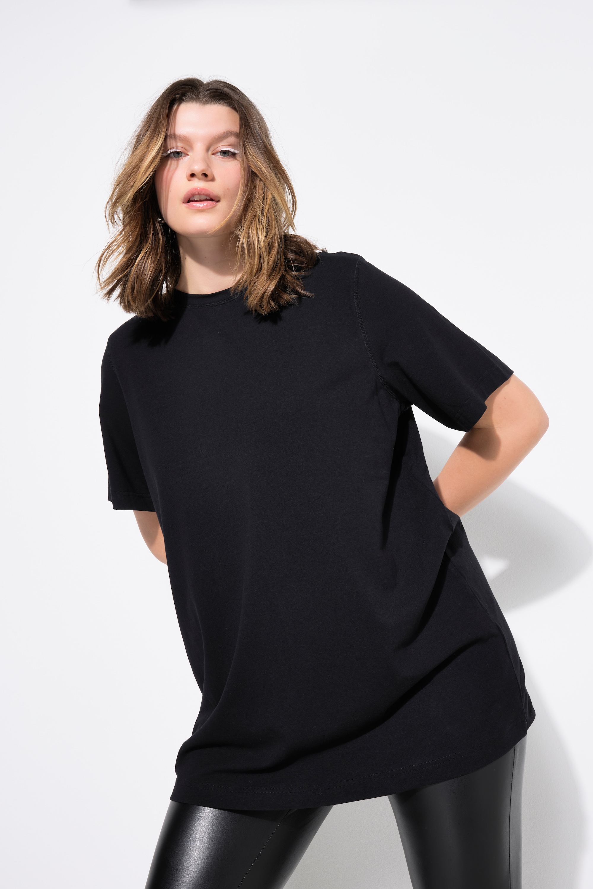 Studio Untold Damen große Größen Longshirt langer Classic Shape Halbarm 794475
