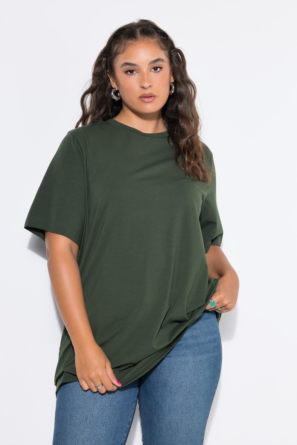 Longshirt, langer Classic Shape, Halbarm
