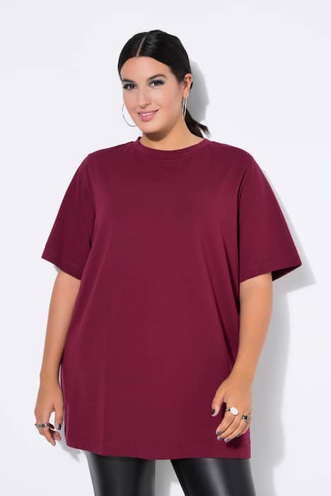 Longshirt, ronde hals, halve mouwen, lang model