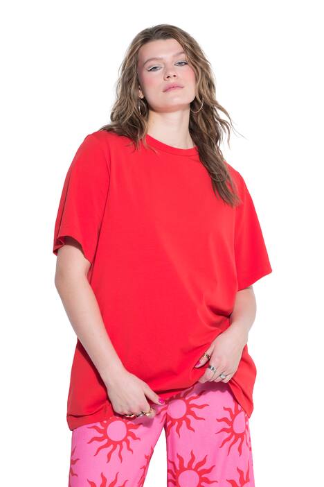 Dlouhé tričko, extra dlouhé, kulatý výstřih, krátké rukávy