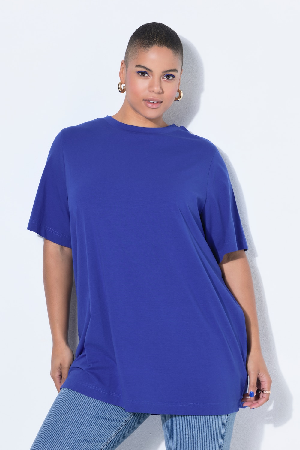 Große Größen Longshirt, Damen, blau, Größe: 46/48, Baumwolle, Studio Untold