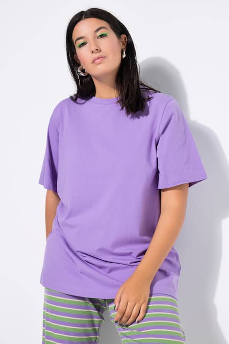 T-shirt long à col rond et manches courtes