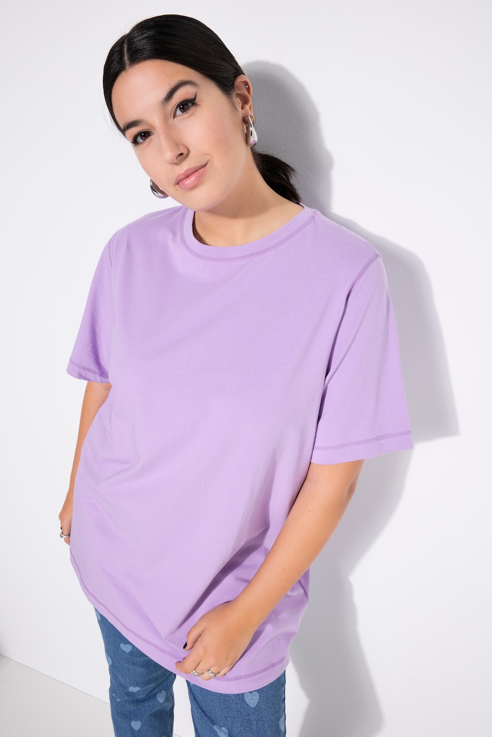 Große Größen Longshirt, Damen, lila, Größe: 54/56, Baumwolle, Studio Untold