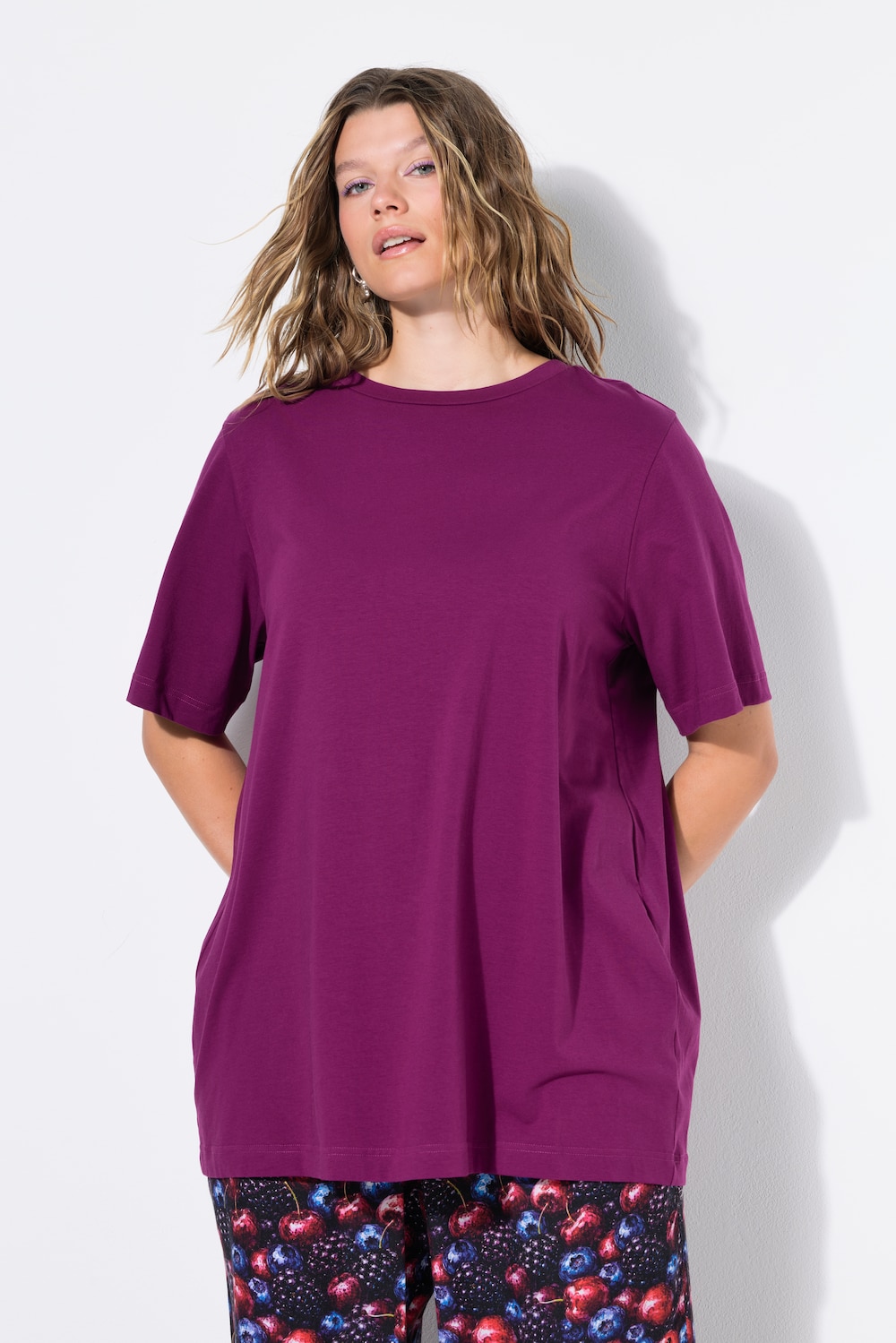 Longshirt, langer Classic Shape, Halbarm