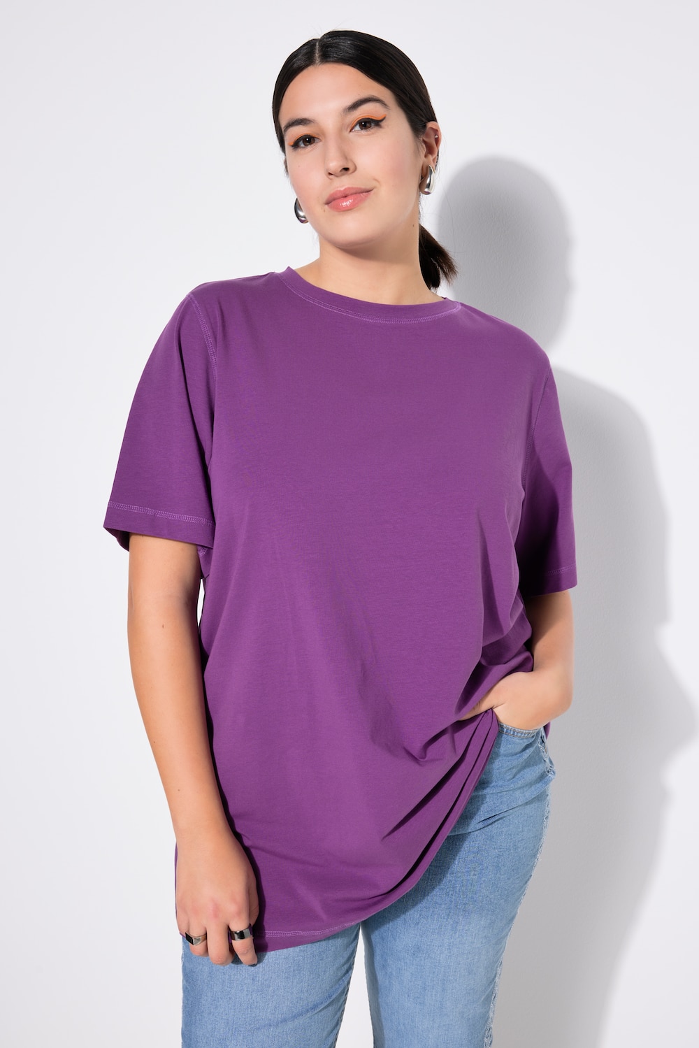 Große Größen Longshirt, Damen, lila, Größe: 54/56, Baumwolle, Studio Untold